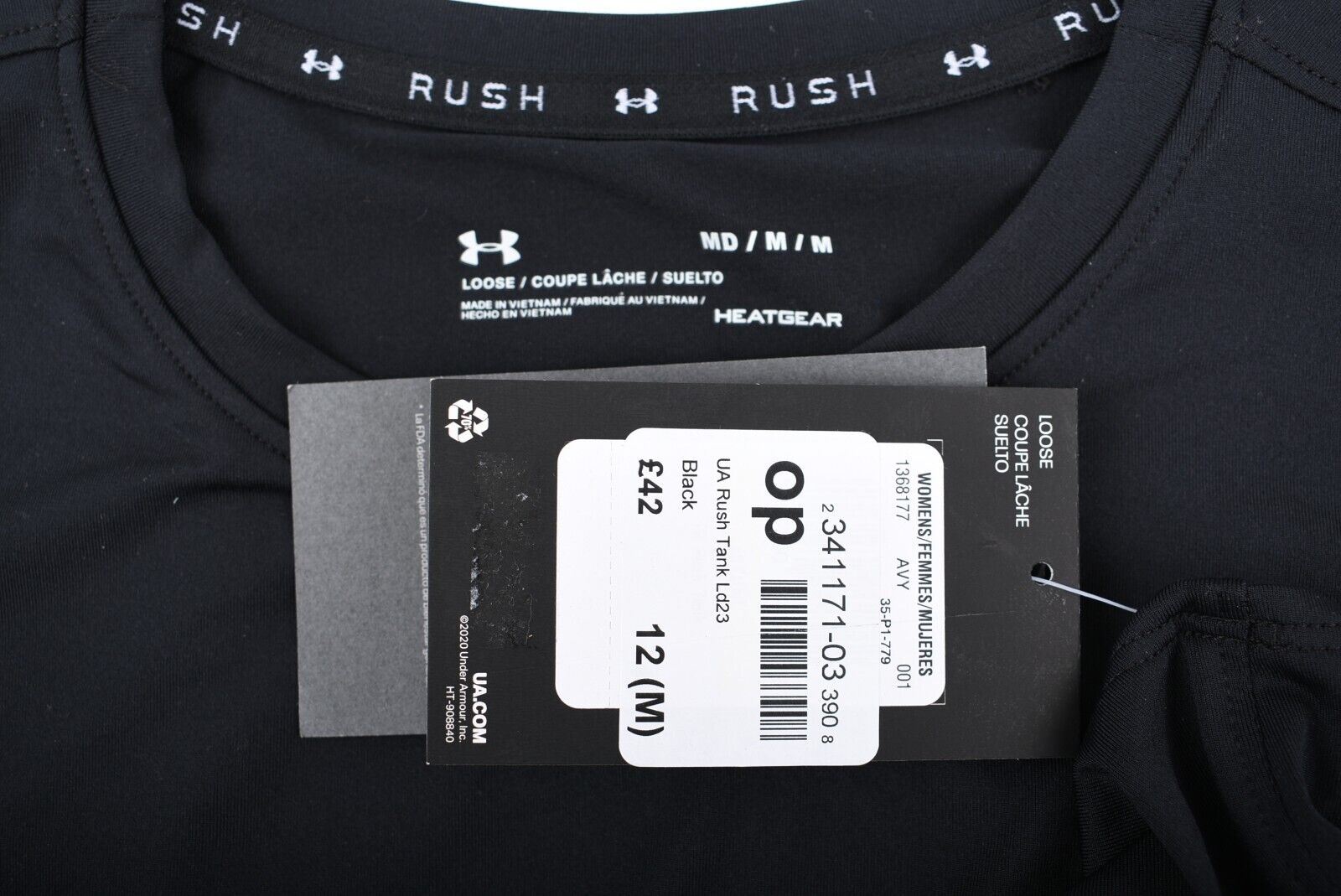 UNDER ARMOUR Activewear Women's RUSH TANK Top, Black, size M (UK 12)