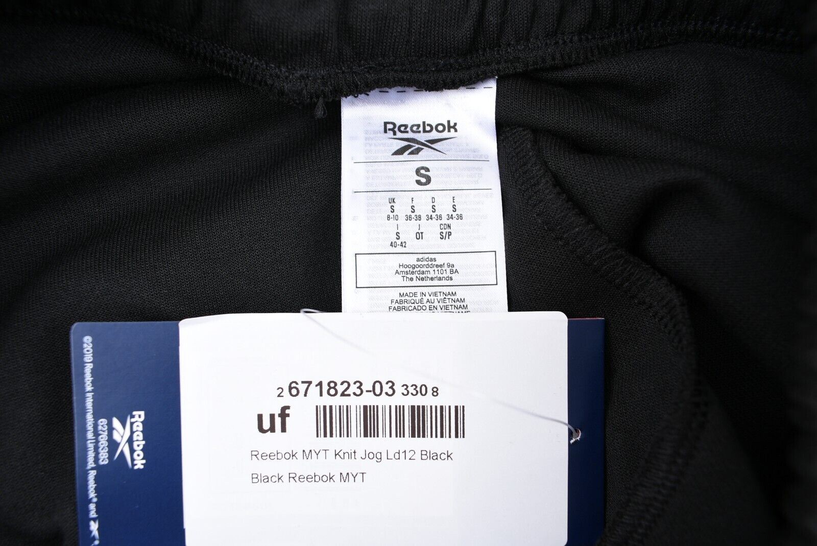 REEBOK Women's MYT High Rise Wide Leg Joggers Pants, Black, size S (UK 8-10)