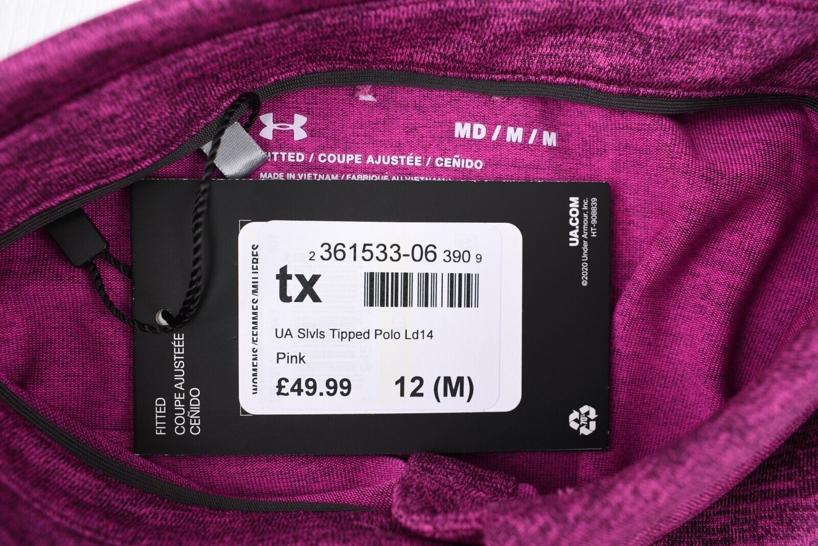 UNDER ARMOUR Women's Sleeveless Tipped Polo Shirt, Pink, size M (UK 12)