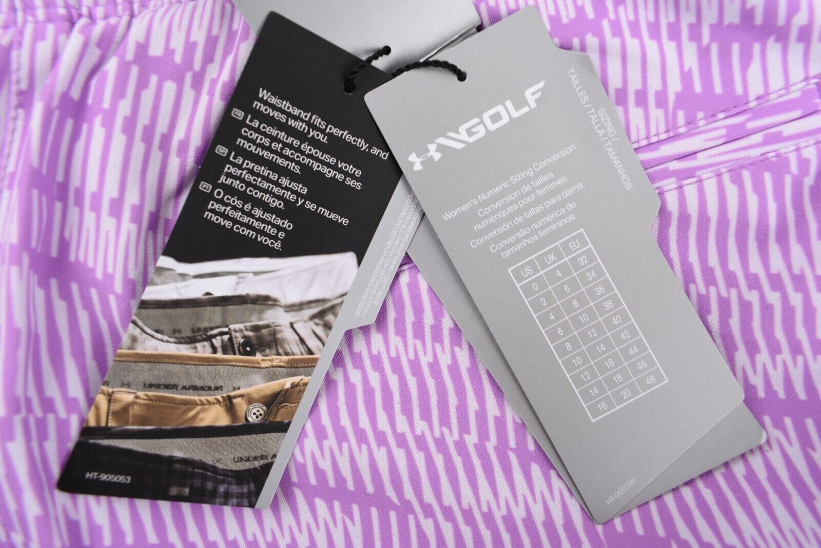 UNDER ARMOUR GOLF Women's 9" Shorts, Purple/Printed, size S (UK 10)