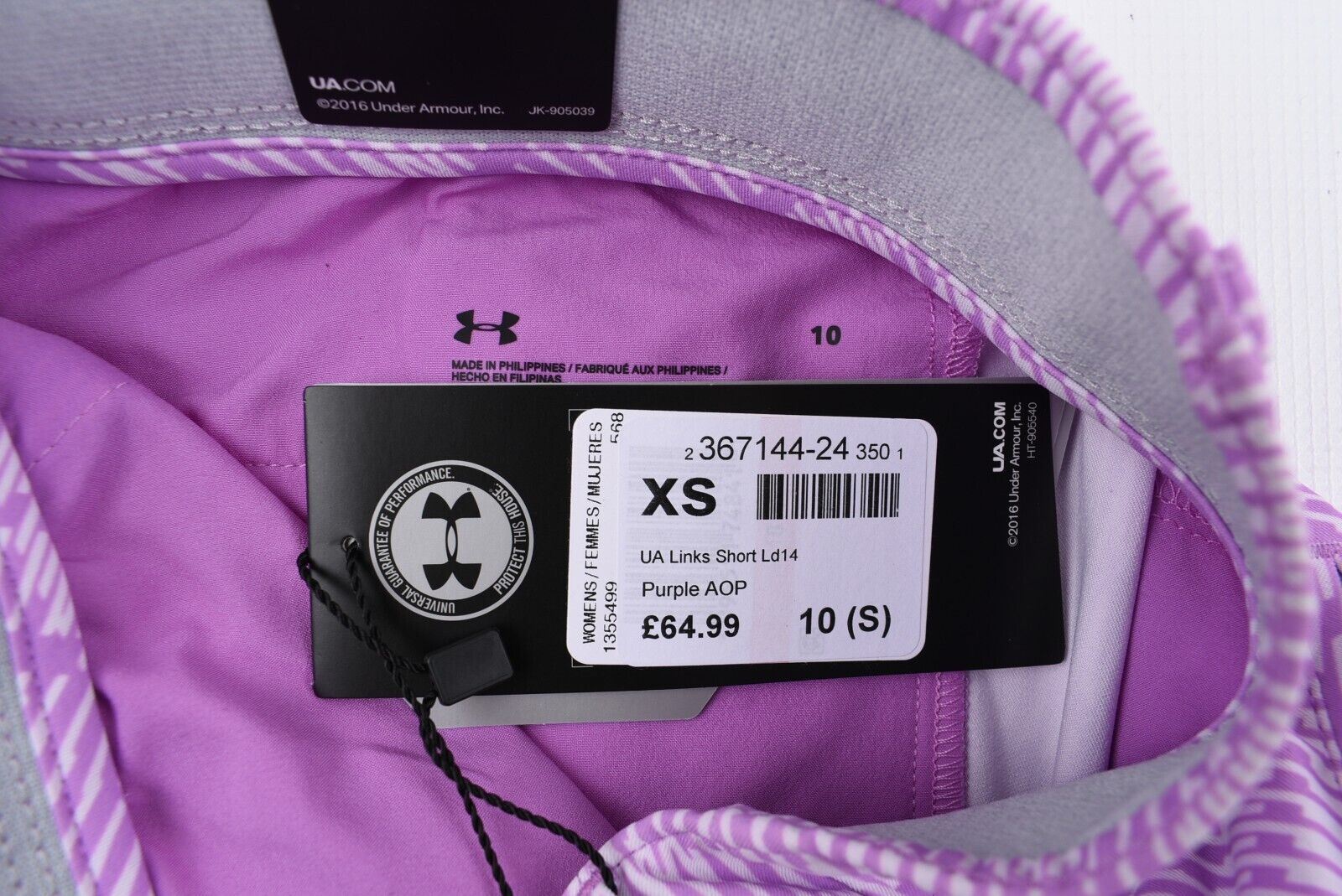 UNDER ARMOUR GOLF Women's 9" Shorts, Purple/Printed, size S (UK 10)