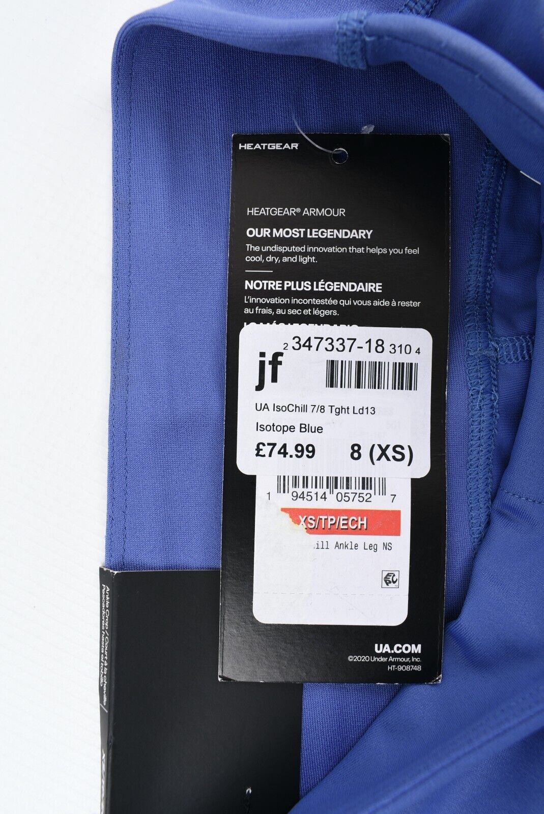 UNDER ARMOUR Women's High Rise Ankle Crop Leggings, Isotope Blue, size XS (UK 8)