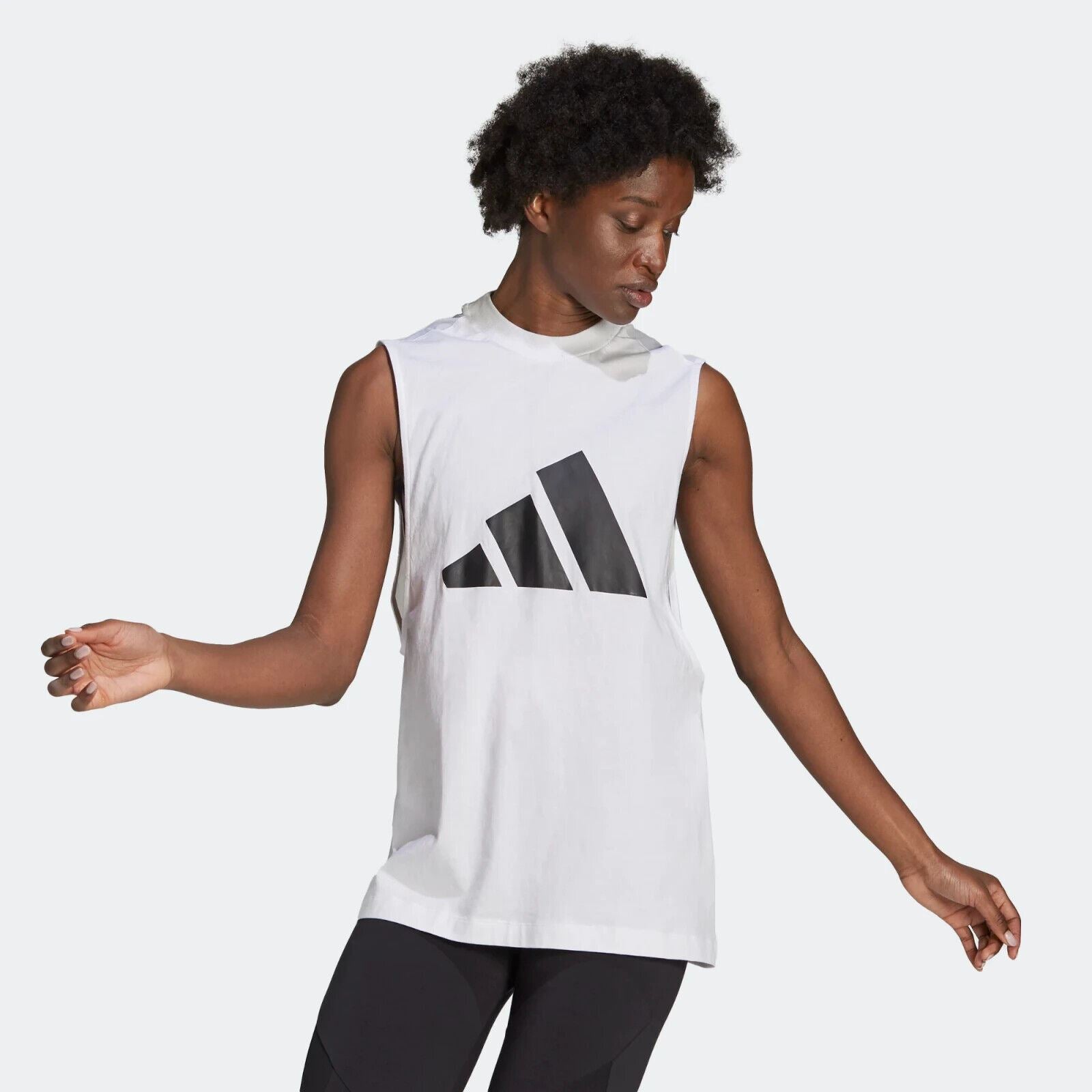 ADIDAS Activewear: Women's 3Bar Mesh Tank Top, White, size XS (UK 4-6)