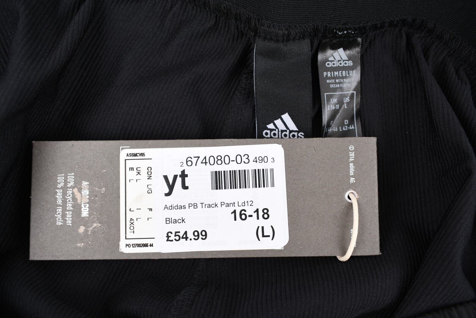 ADIDAS Women's Primeblue Track Pants, Joggers, Black, size L (UK 16-18)