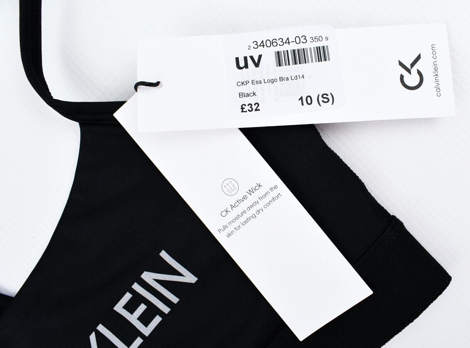 CALVIN KLEIN Performance: Women's Sports Bra, Low Support, Black, size S