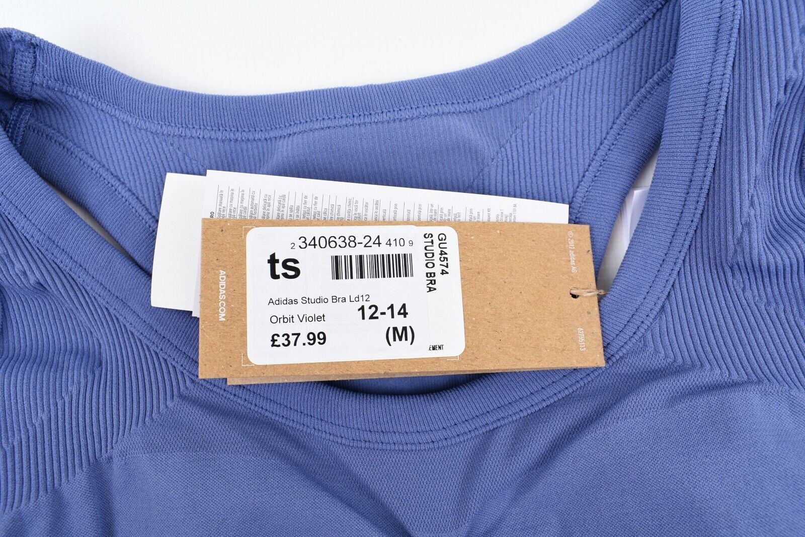 ADIDAS Women's STUDIO BRA, Seamless Sports Bra, Orbit Violet, size M (UK 12-14)