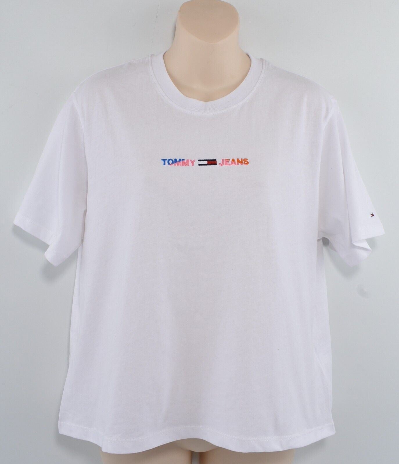 TOMMY HILFIGER Women's Cropped Tee, ORGANIC COTTON, White, size M