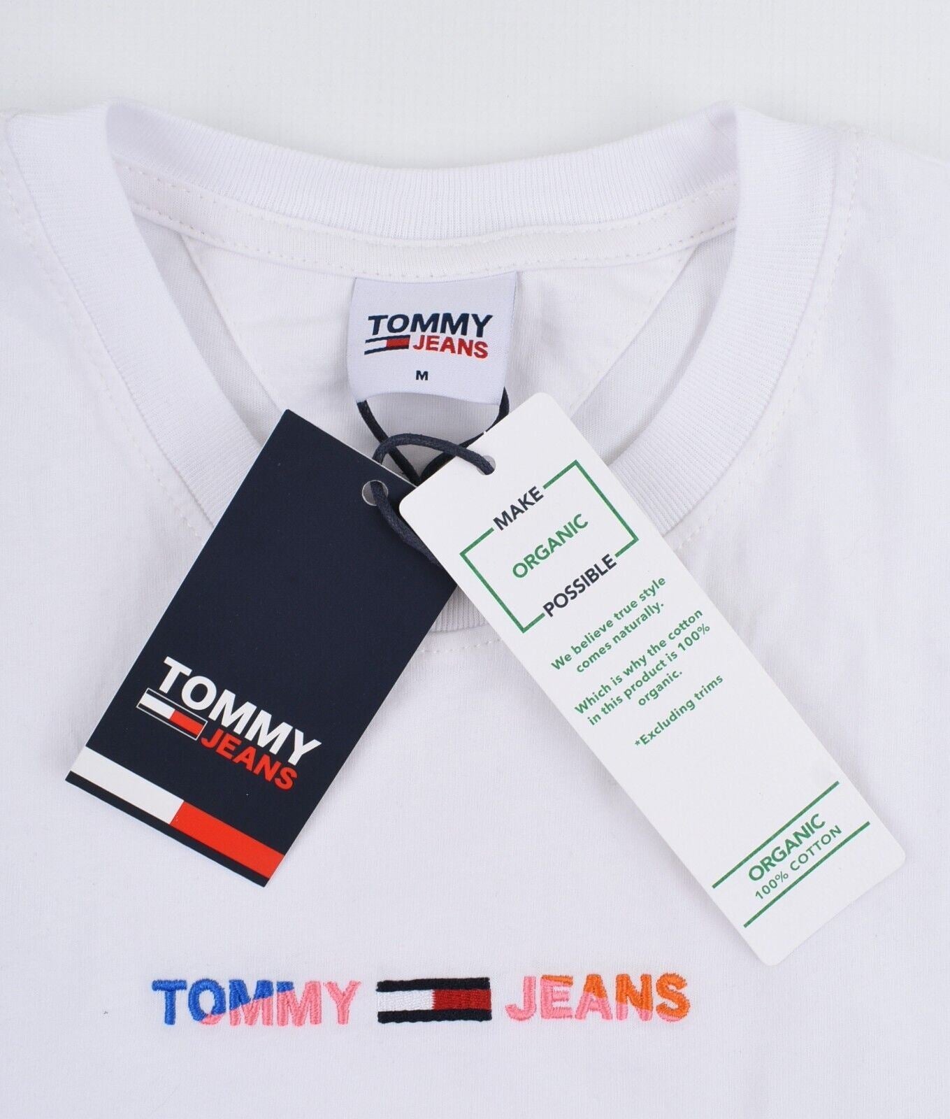 TOMMY HILFIGER Women's Cropped Tee, ORGANIC COTTON, White, size M