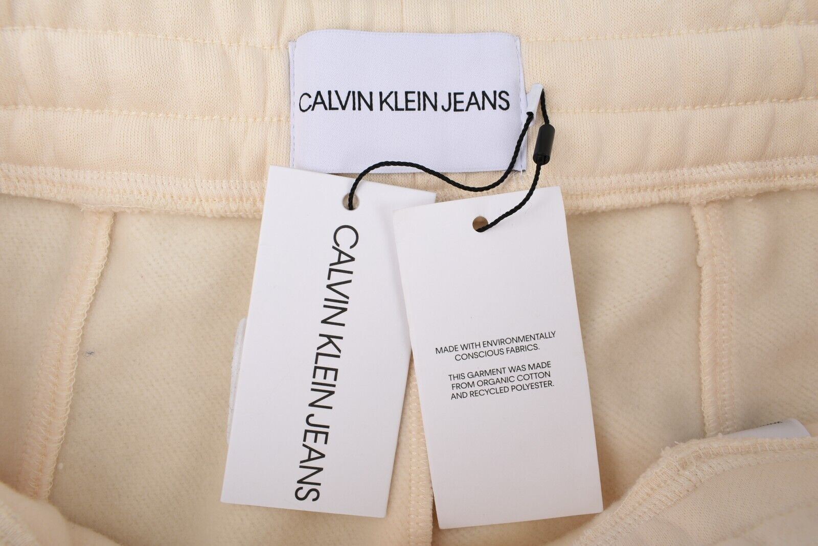 CALVIN KLEIN Women's Joggers, Organic Cotton Blend, Cream Colour, size L (UK 14)
