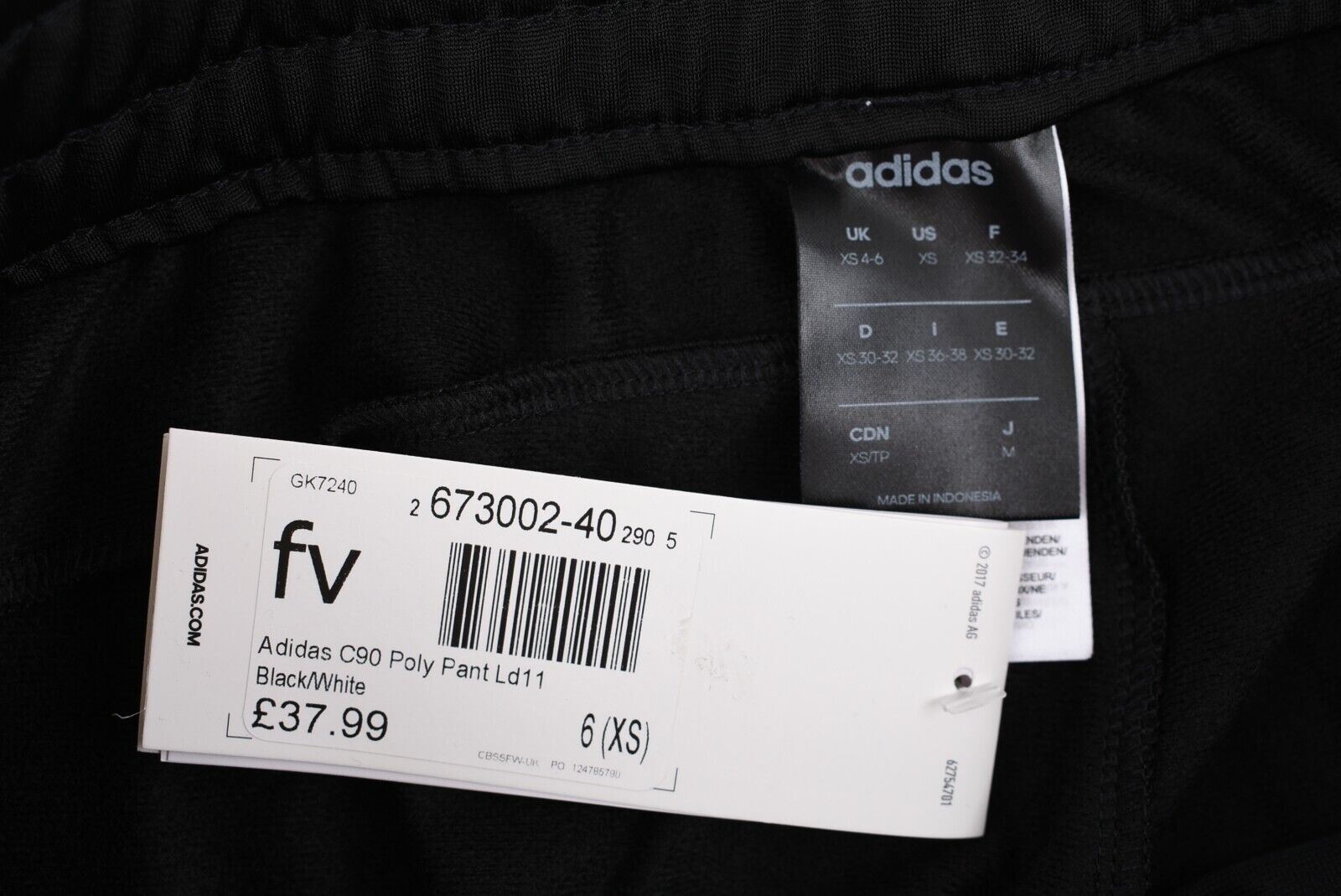 ADIDAS Women's Cuffed Joggers, Lounge Pants, Black/White, size XS (UK 4-6)