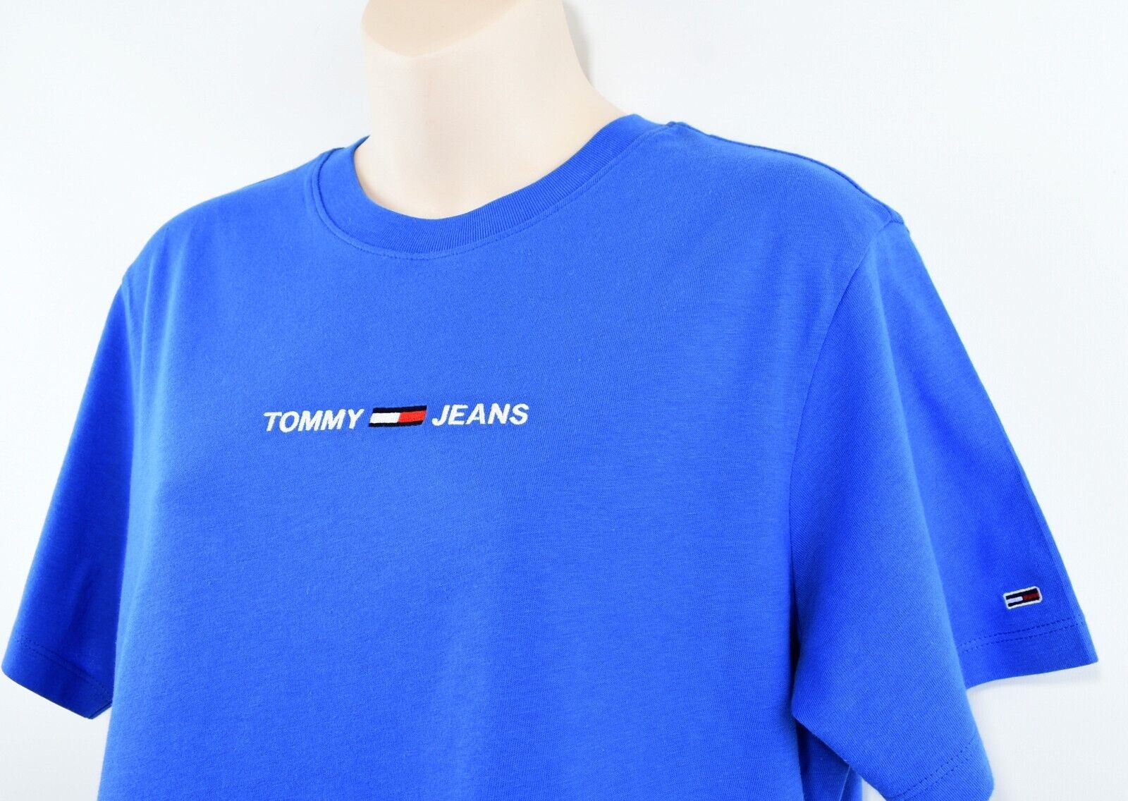 TOMMY HILFIGER Women's Cropped Tee, ORGANIC COTTON, Gulf Blue, size S (UK 10)