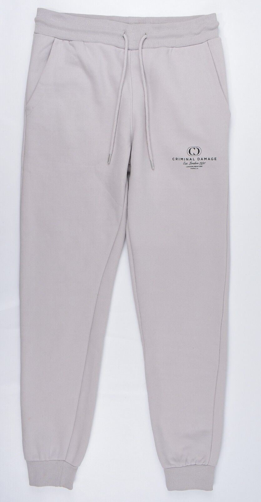 CRIMINAL DAMAGE Men's CAMDEN Cuffed Joggers, Light Grey, size L