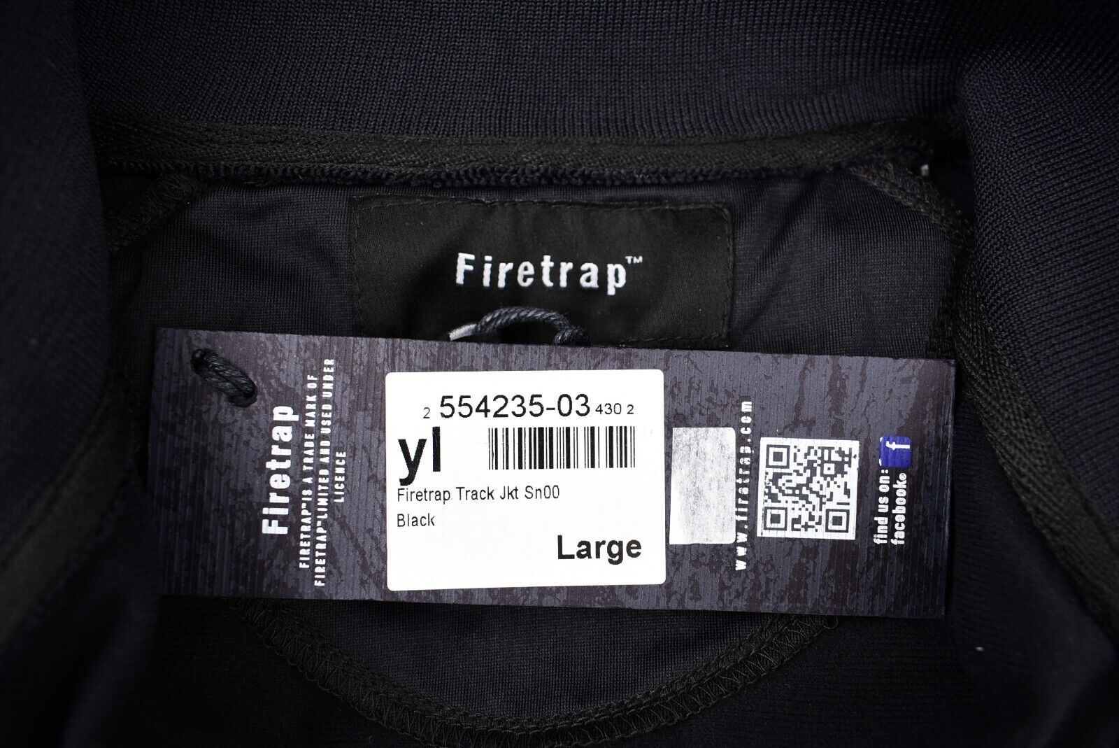 FIRETRAP Men's Full Zip Track Jacket, Track Suit Top, Black, size LARGE