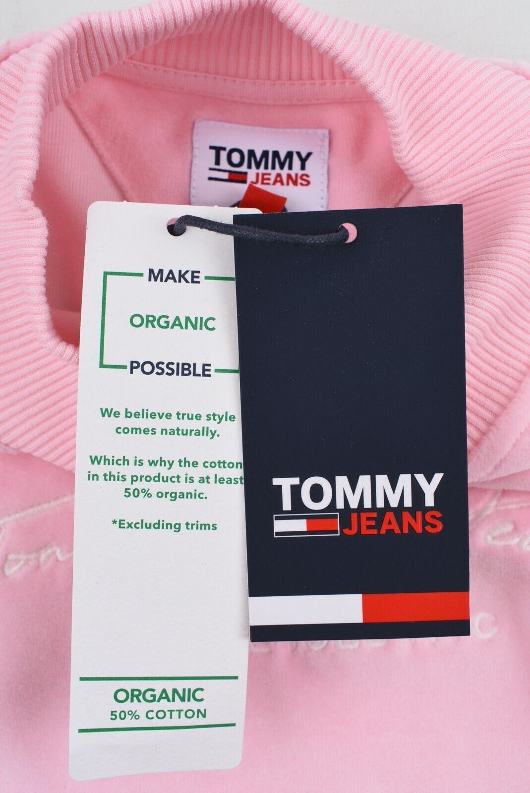 TOMMY JEANS by TOMMY HILFIGER Women's Cropped Velour Sweatshirt, Pink, size M