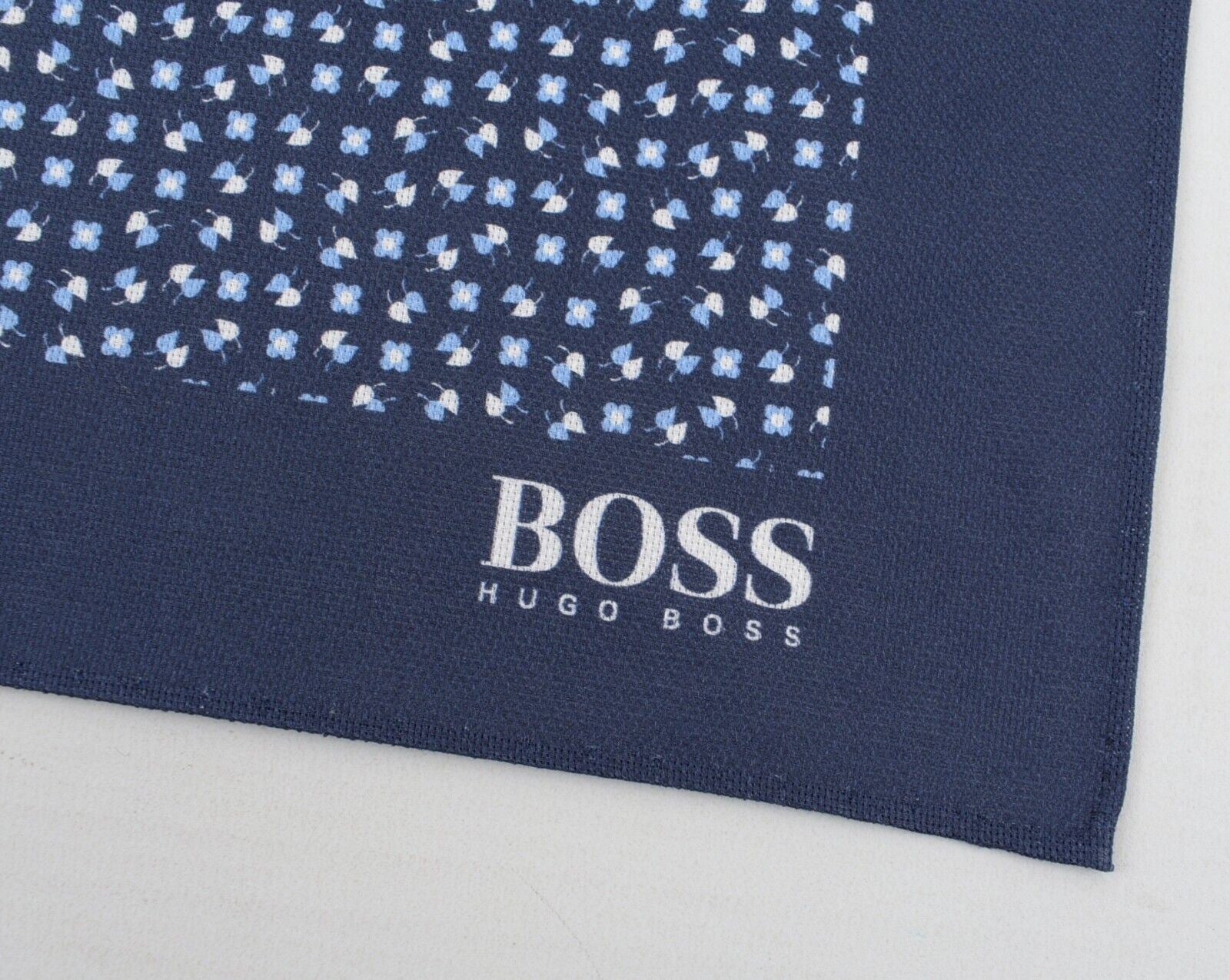 HUGO BOSS Pocket Square /Rolled Scarf  100% Cotton, Navy Blue/Patterned, 33x33cm