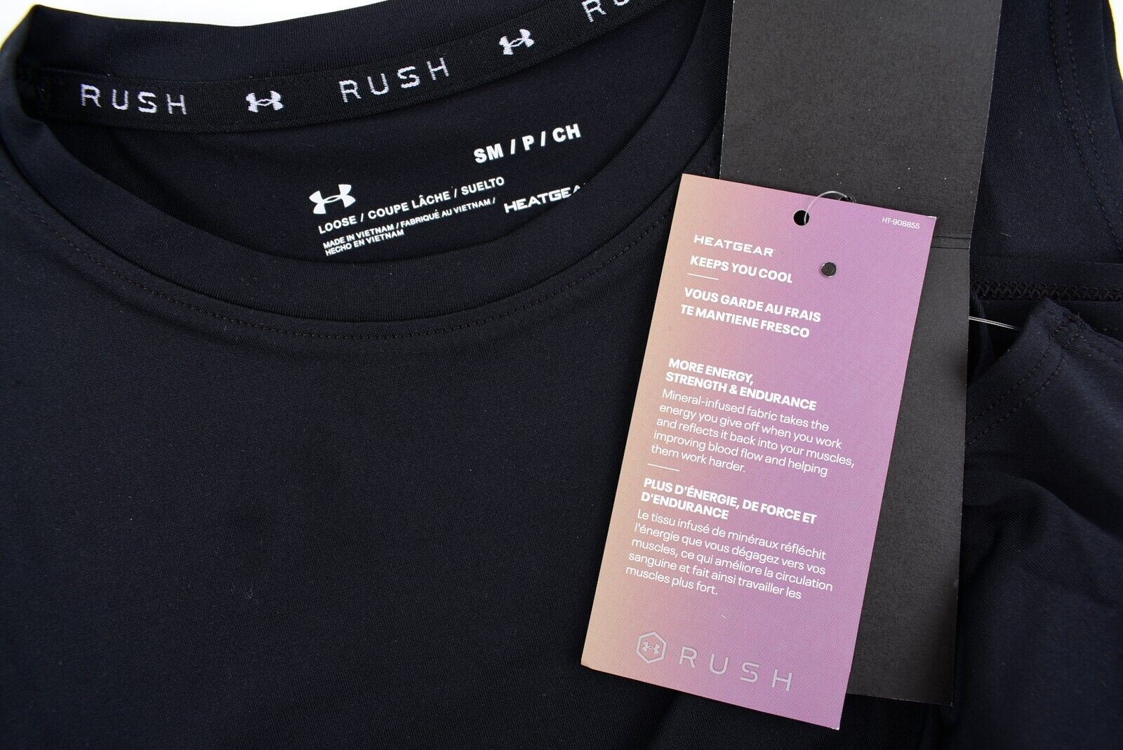 UNDER ARMOUR Activewear Women's RUSH TANK Top, Black, size S /UK 10