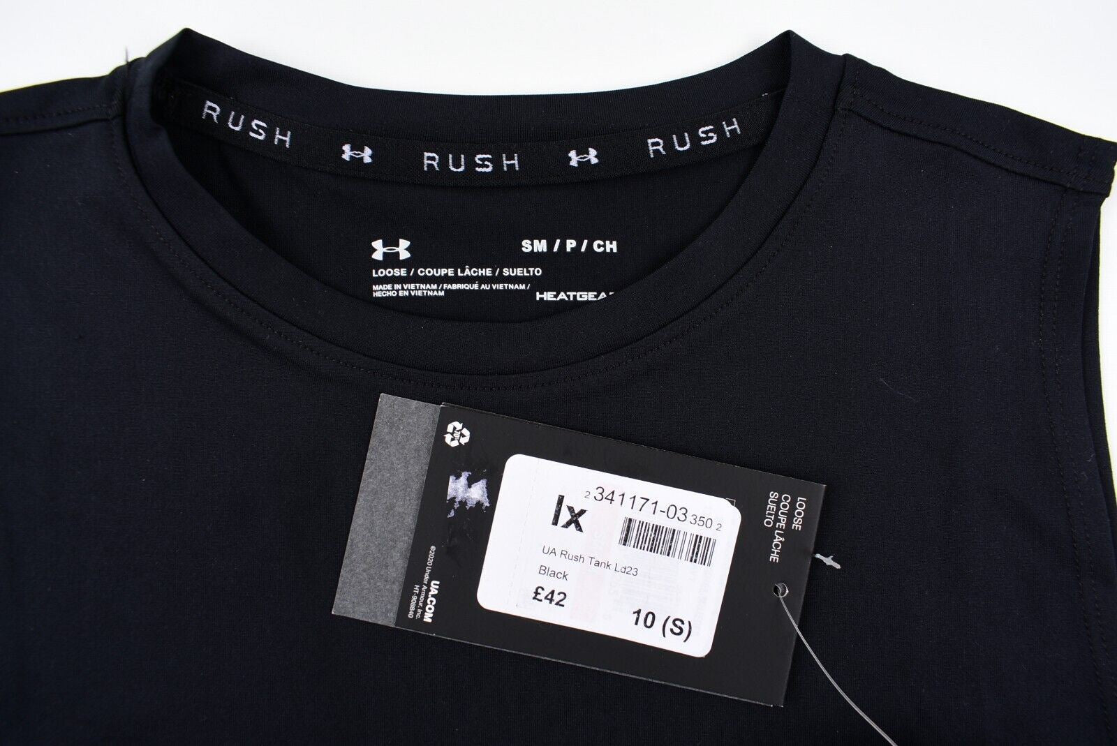 UNDER ARMOUR Activewear Women's RUSH TANK Top, Black, size S /UK 10