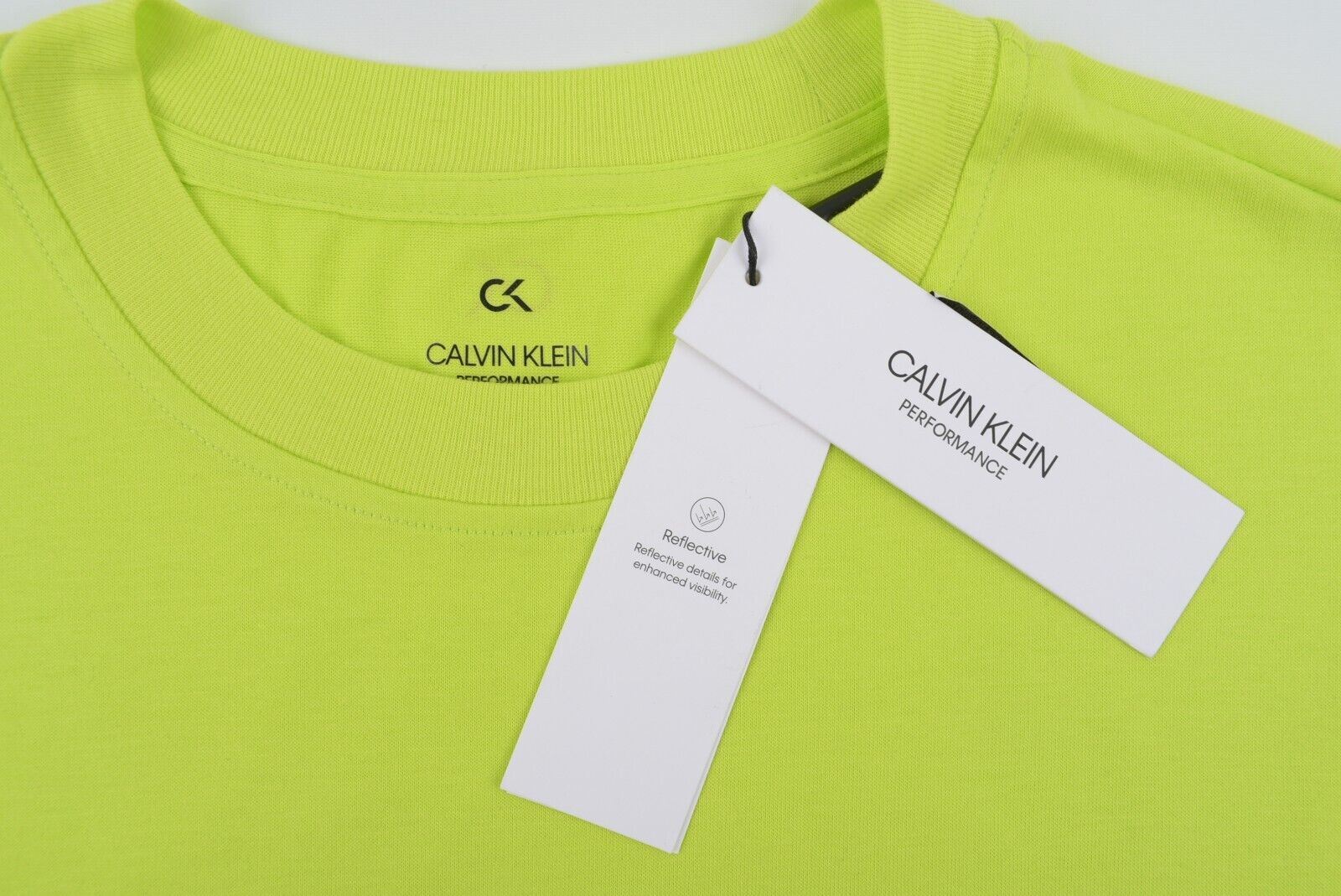 CALVIN KLEIN Performance: Men's Crew Neck T-shirt, Acid Lime, size MEDIUM
