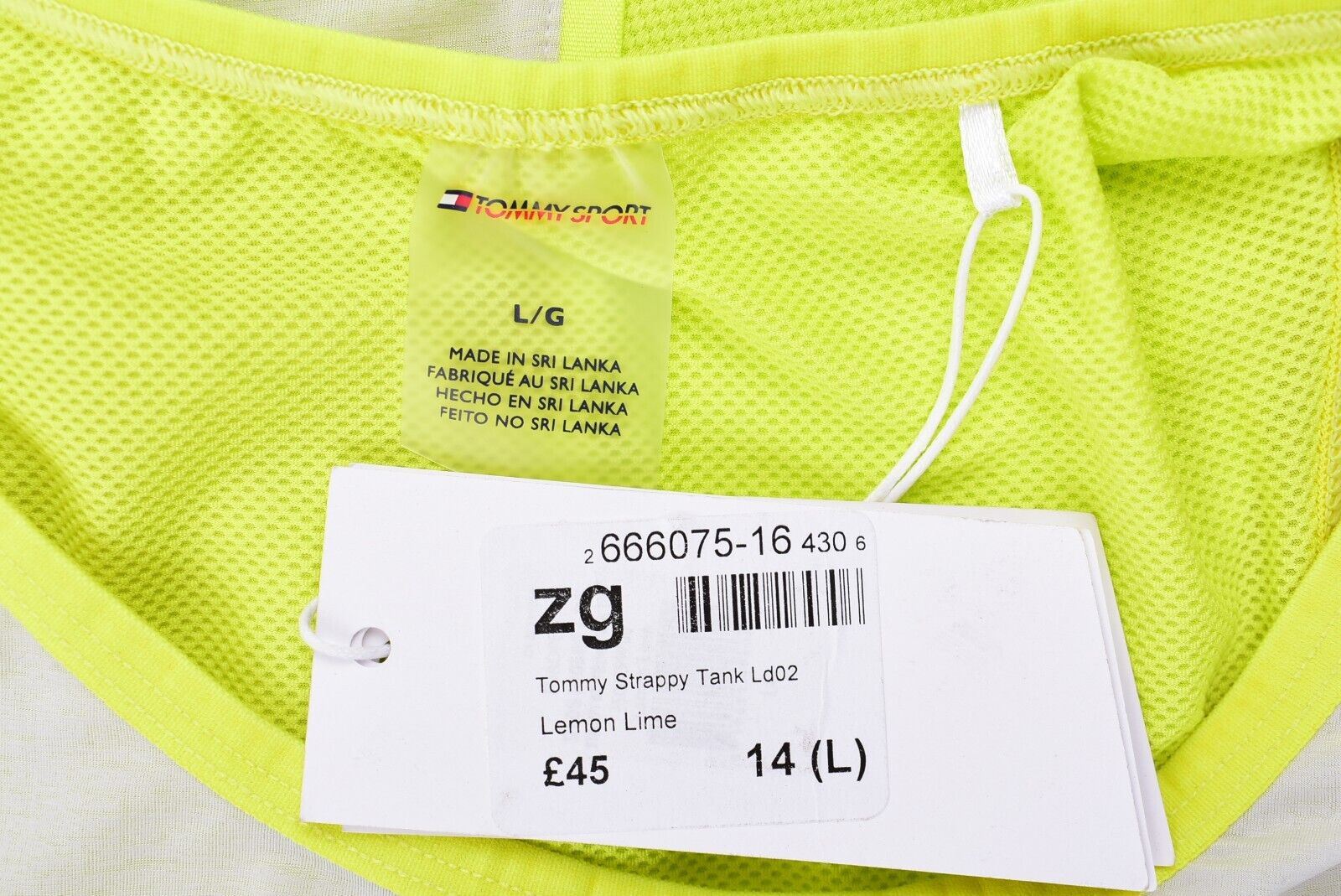 TOMMY HILFIGER Activewear Women's Relaxed Tank Top, Lemon Lime, size L (UK 14)