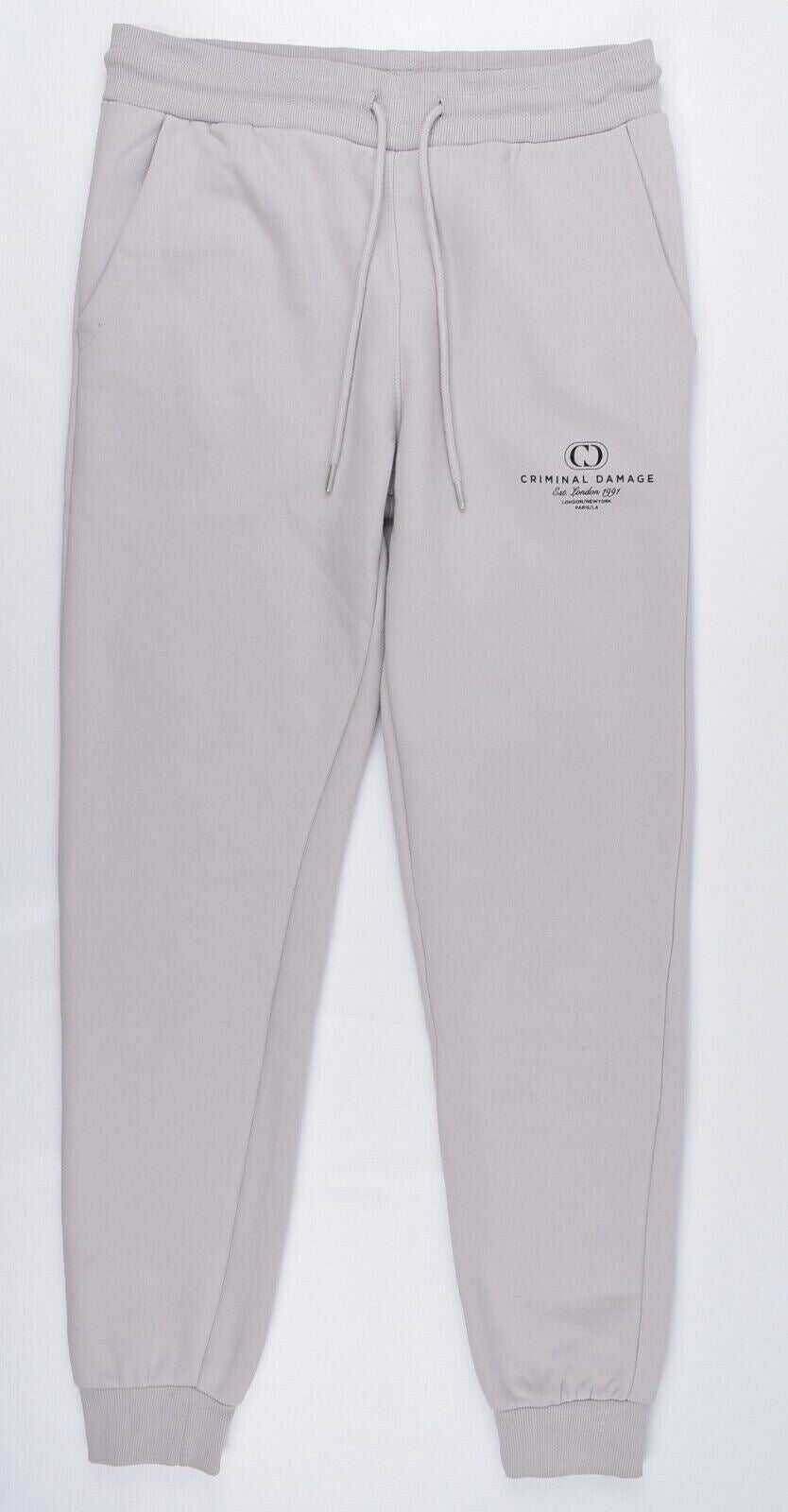 CRIMINAL DAMAGE Men's CAMDEN Cuffed Joggers, Light Grey, size XL