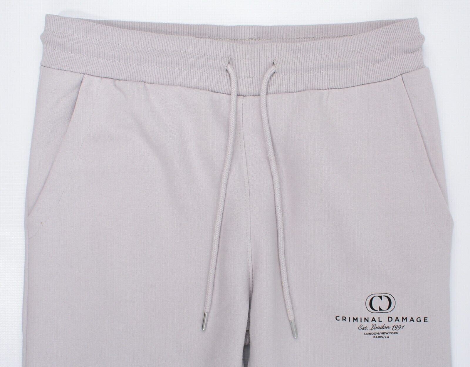 CRIMINAL DAMAGE Men's CAMDEN Cuffed Joggers, Light Grey, size XL