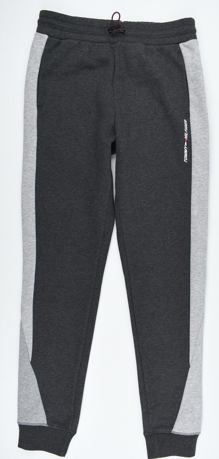 TOMMY HILFIGER Men's Block Joggers, Organic Cotton Blend, Grey Heather, size S