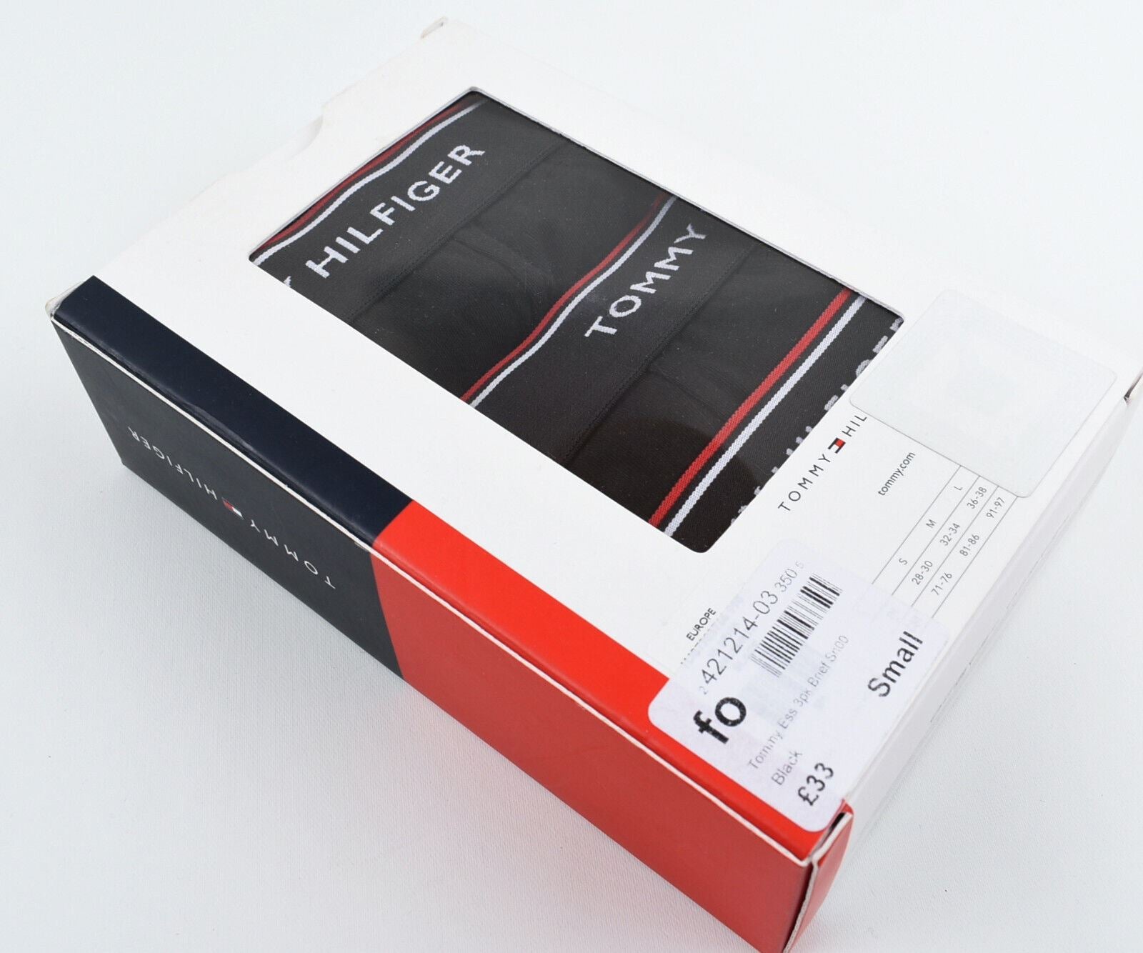 TOMMY HILFIGER Underwear: Men's 3-Pack Cotton Stretch Briefs, Black, size SMALL