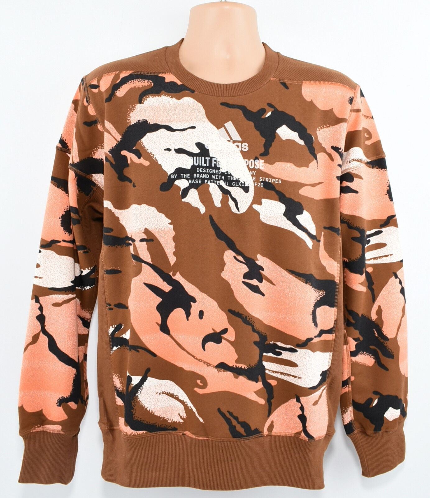 ADIDAS Men's Z.N.E. Graphic Print Crew Neck Sweatshirt, Wild Brown, size M