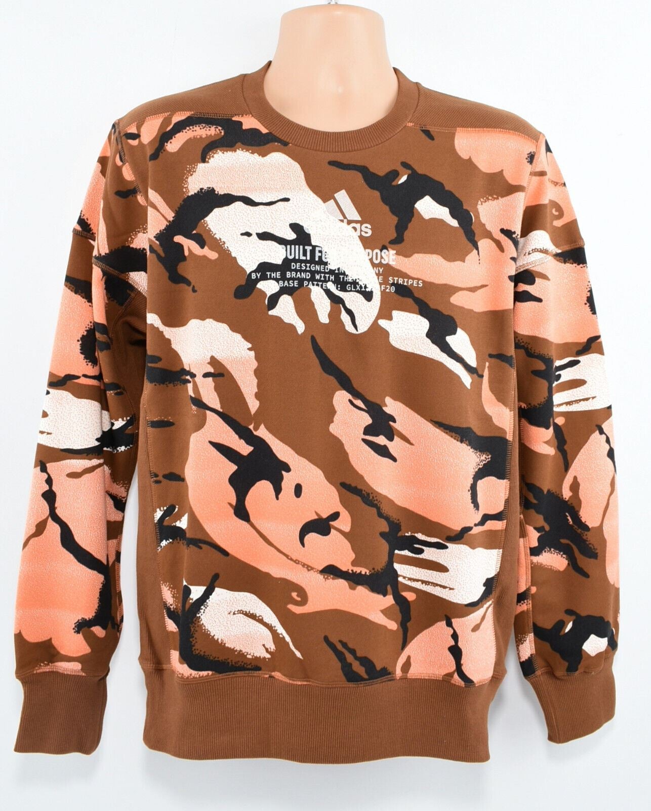 ADIDAS Men's Z.N.E. Graphic Print Crew Neck Sweatshirt, Wild Brown, size SMALL