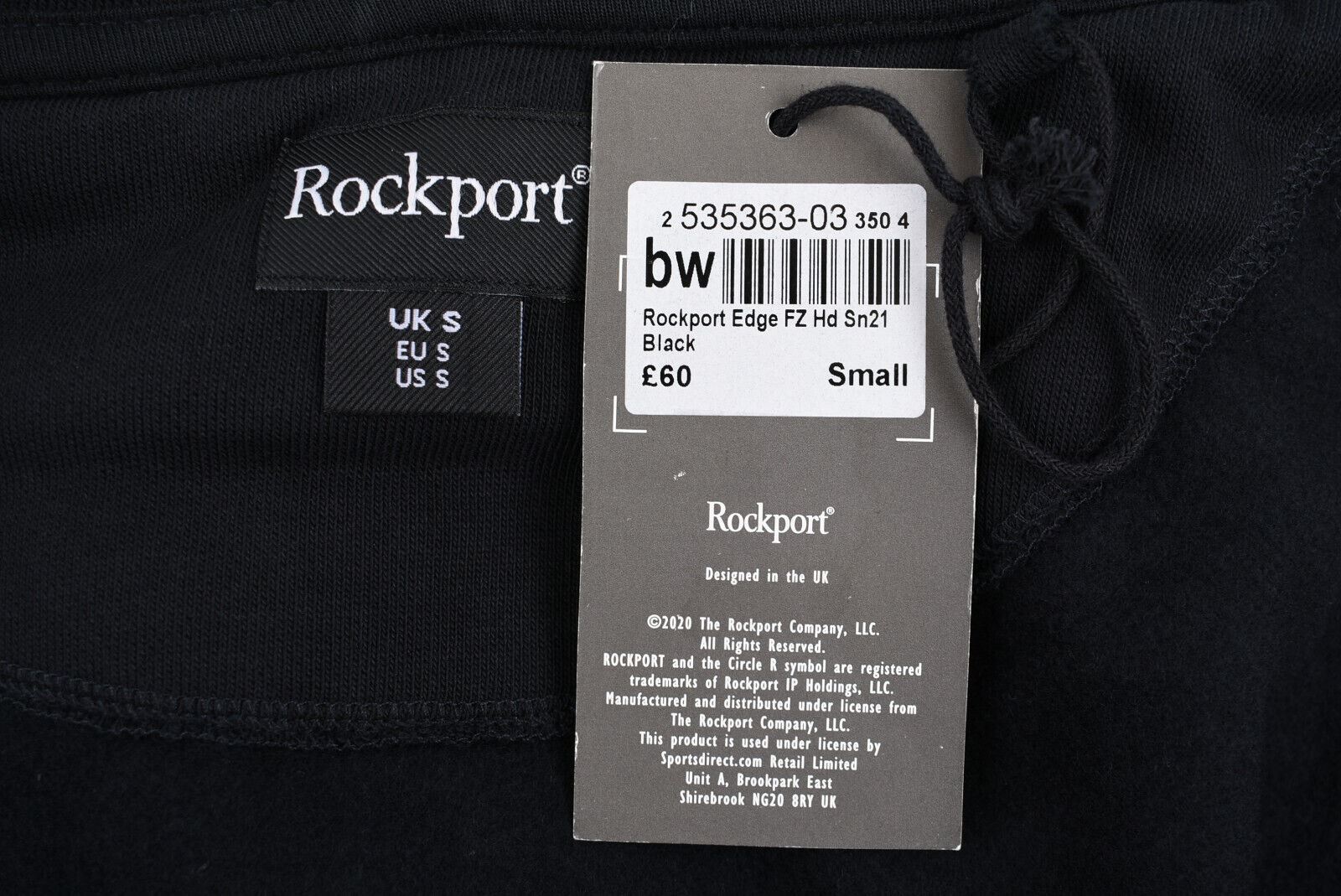 ROCKPORT Men's EDGE Full Zip Hoodie Sweatshirt Jacket,Black, size S