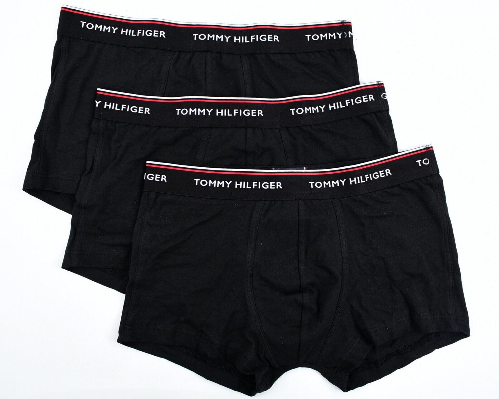 TOMMY HILFIGER Underwear: Men's 3-Pack Low Rise Boxer Trunks, Black, size S