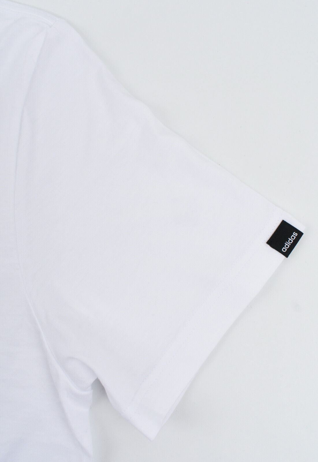 ADIDAS Men's Box Logo Crew Neck T-shirt, White/Blue, size MEDIUM