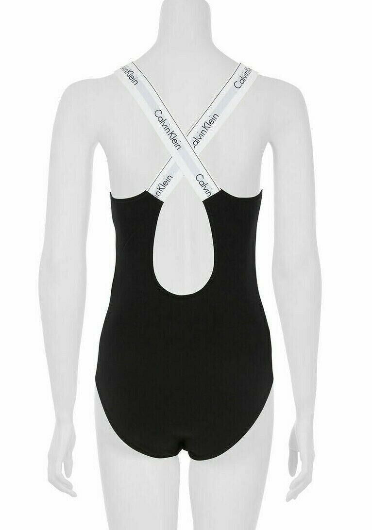 Women's Calvin Klein Black Bodysuit, size medium, cotton & modal blended fabric