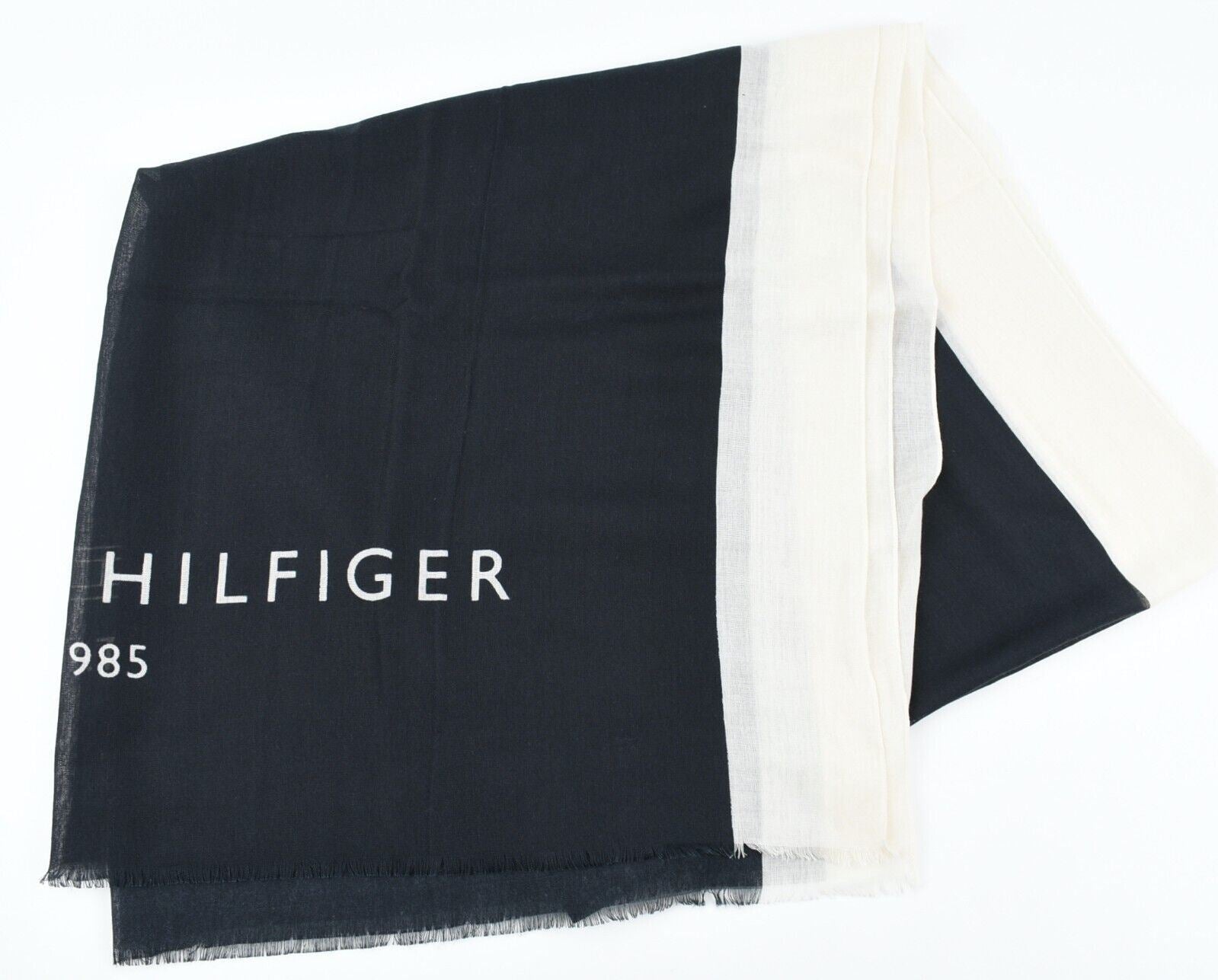 TOMMY HILFIGER Women's Large Shawl Scarf, Navy Blue /Cream, 200x100cm