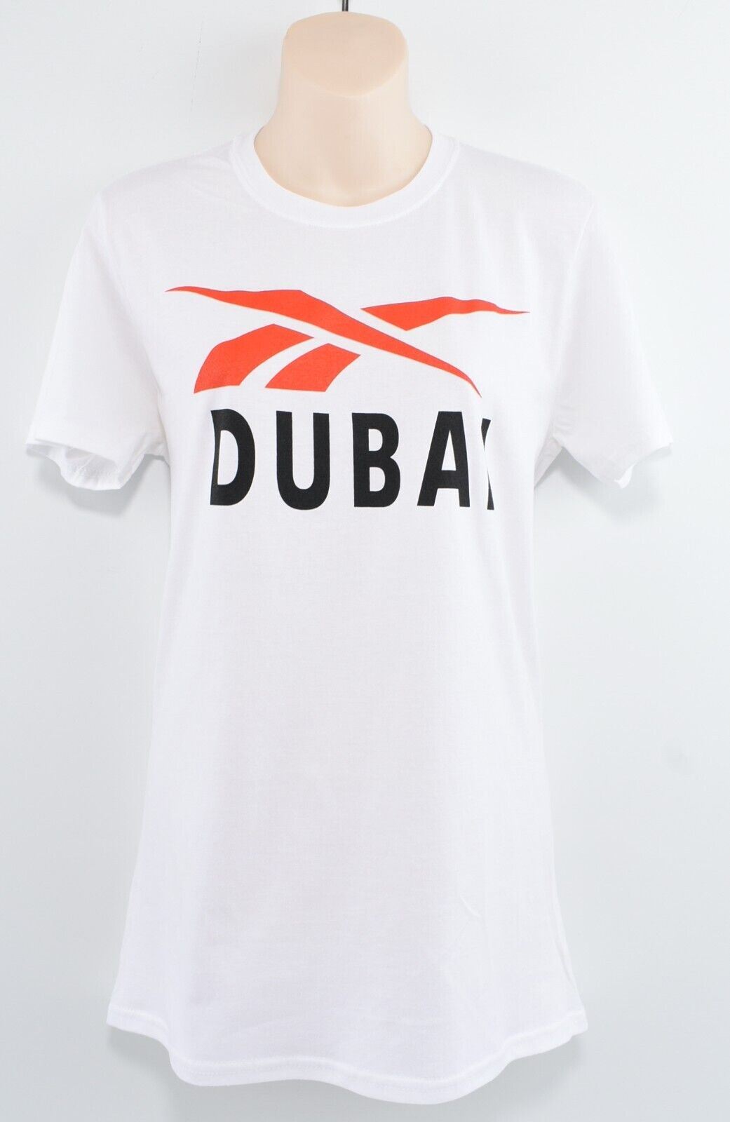 REEBOK Women's DUBAI Logo Crew Neck T-shirt, White, size S /UK 10