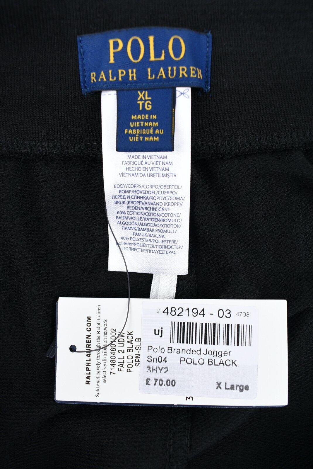 POLO RALPH LAUREN Men's Standard Fit Joggers, Black, size XL