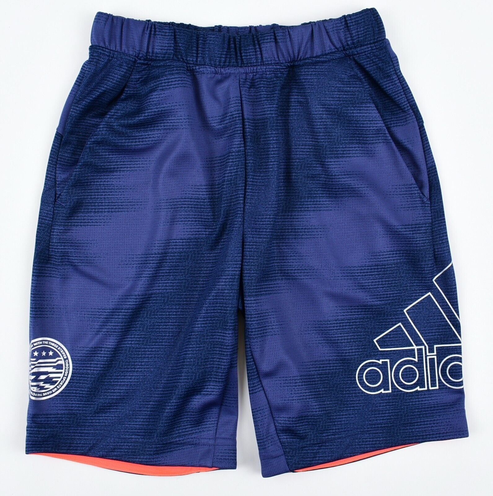 ADIDAS Boys' Badge Logo Activewear Training Shorts, Navy Blue, size 7-8 Years