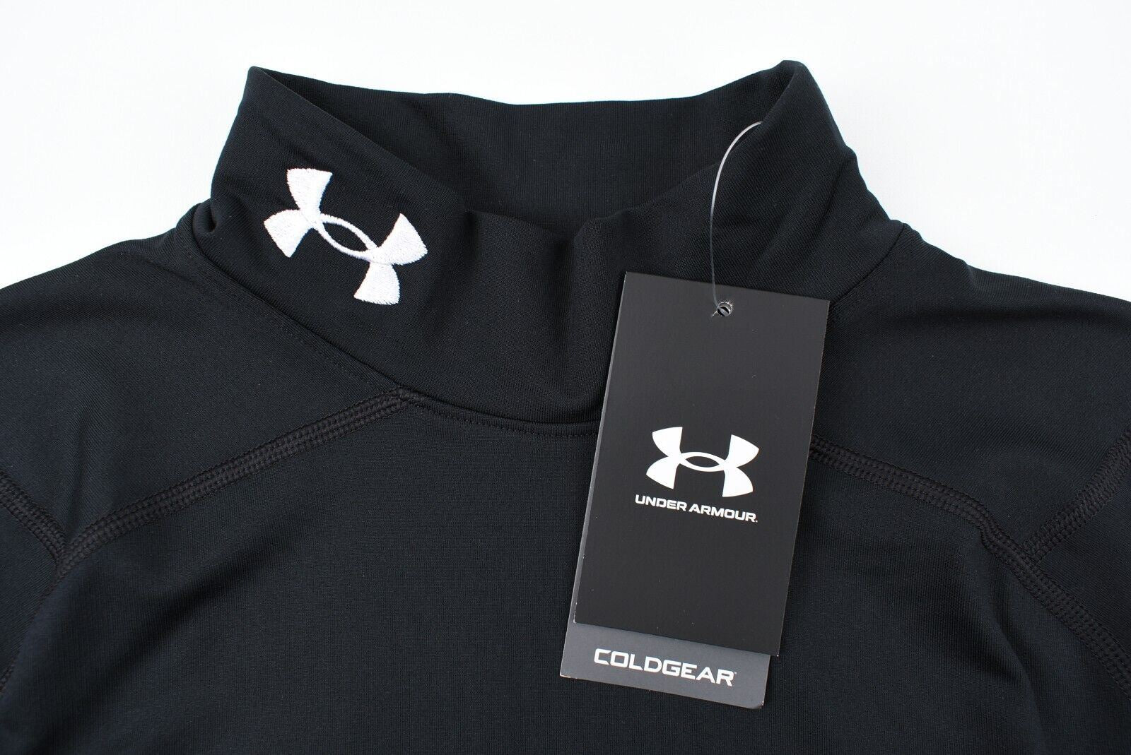 UNDER ARMOUR Men's ColdGear Long Sleeve Mock Neck BASELAYER TOP, Black, size M