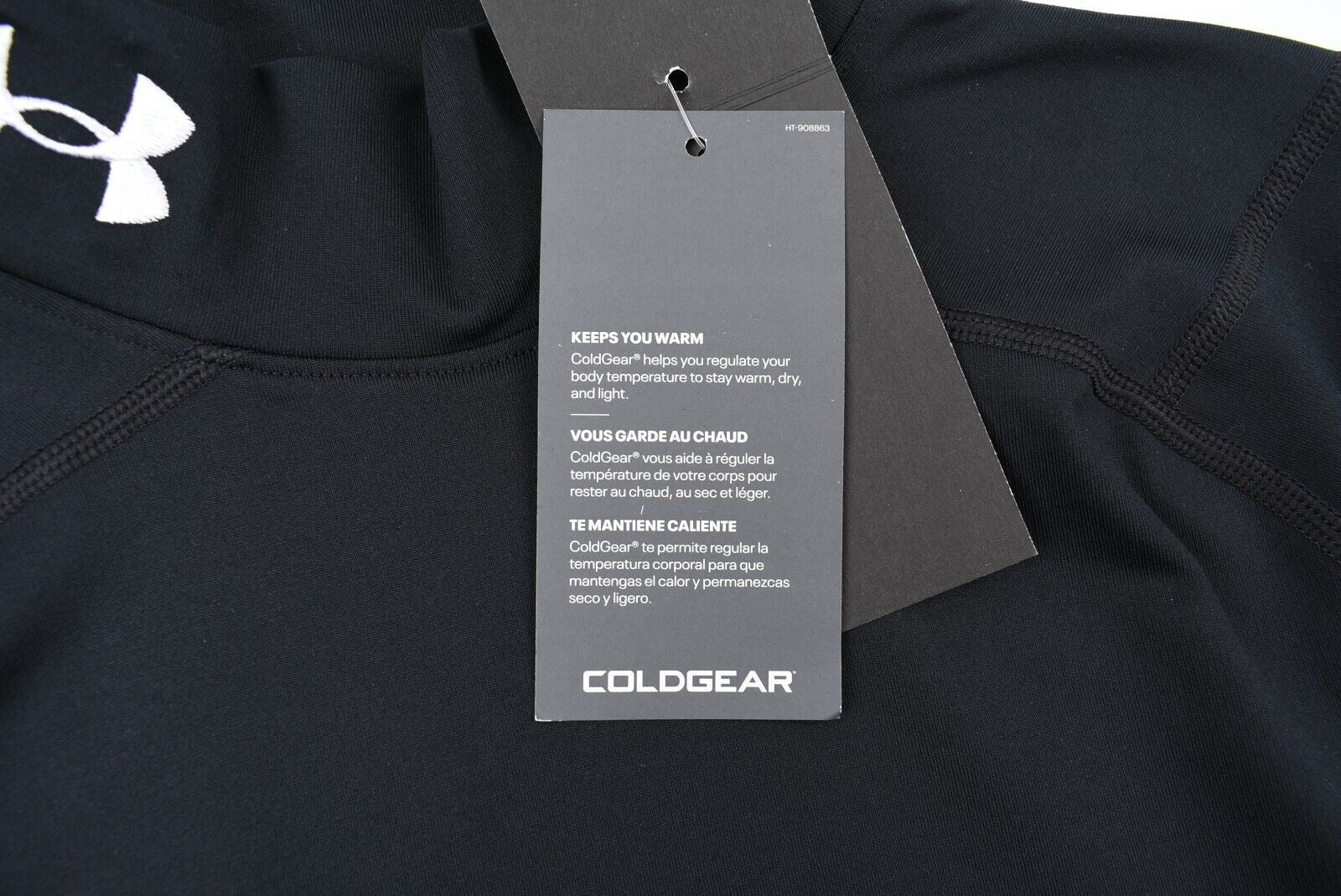UNDER ARMOUR Men's ColdGear Long Sleeve Mock Neck BASELAYER TOP, Black, size M