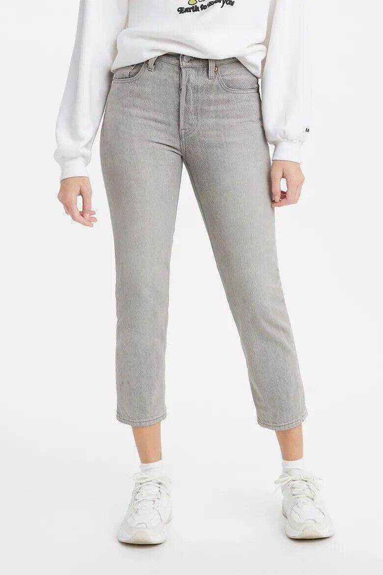 LEVI'S 501 Women's High Rise Straight Leg Cropped Jeans, Grey, size W28 L28