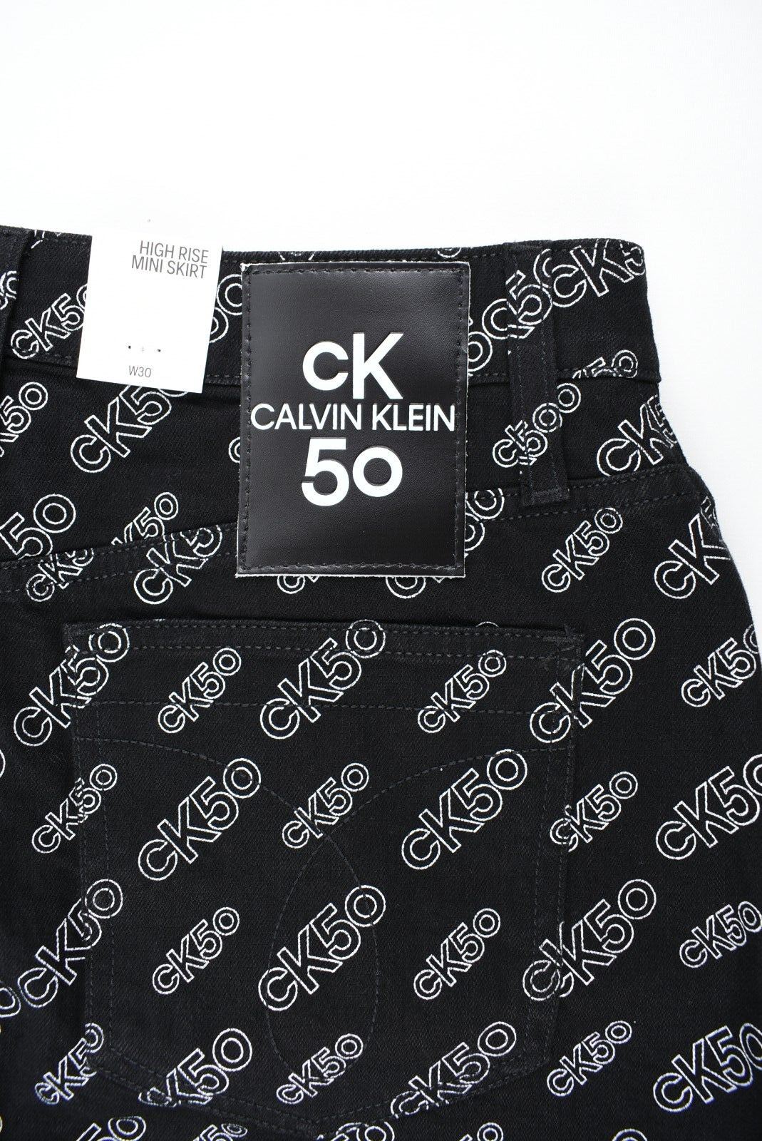 CALVIN KLEIN JEANS Women's CK50 High Rise Denim Mini Skirt, Black, size W30