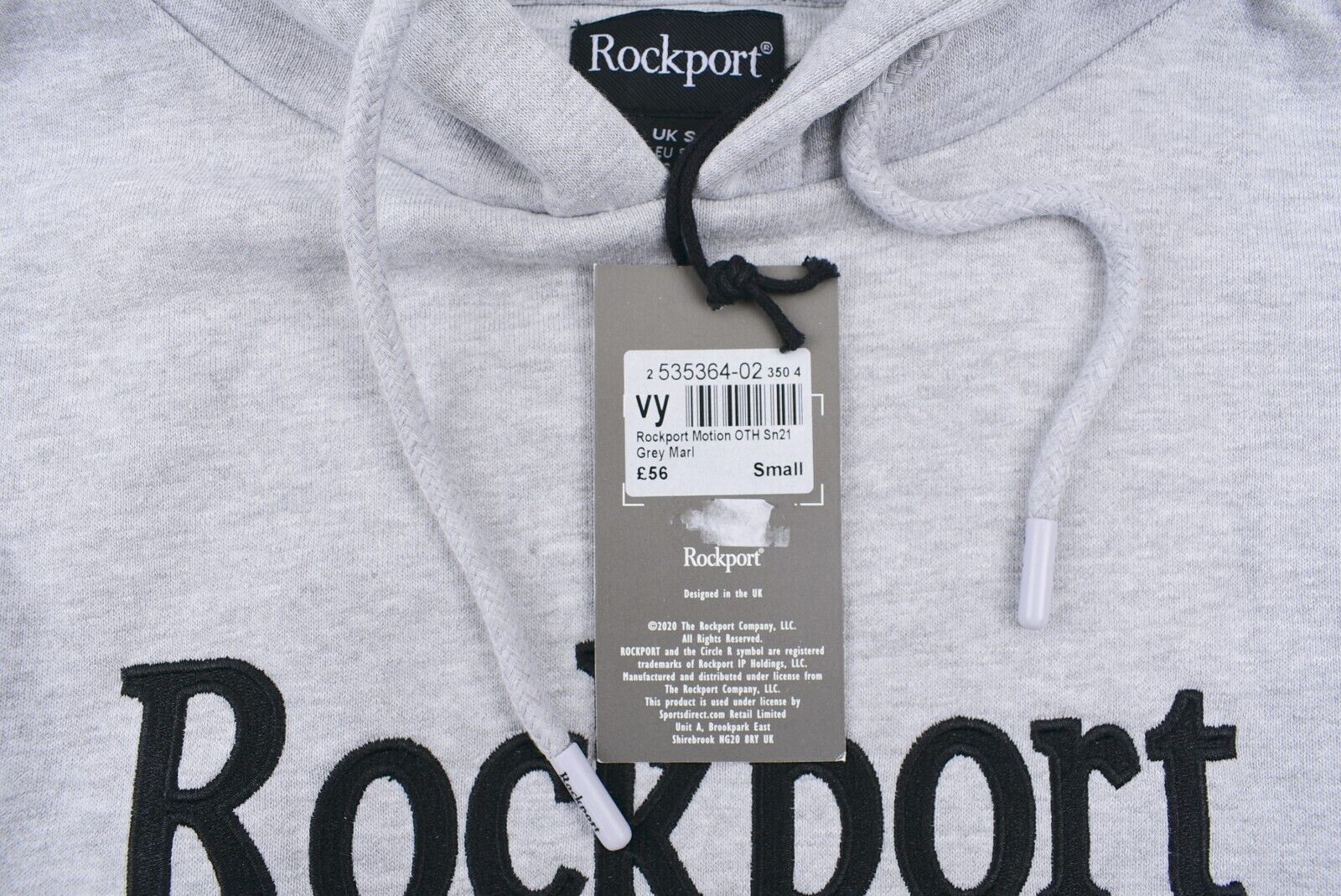 ROCKPORT Men's MOTION Hooded Sweatshirt, Hoodie, Grey Marl, size SMALL