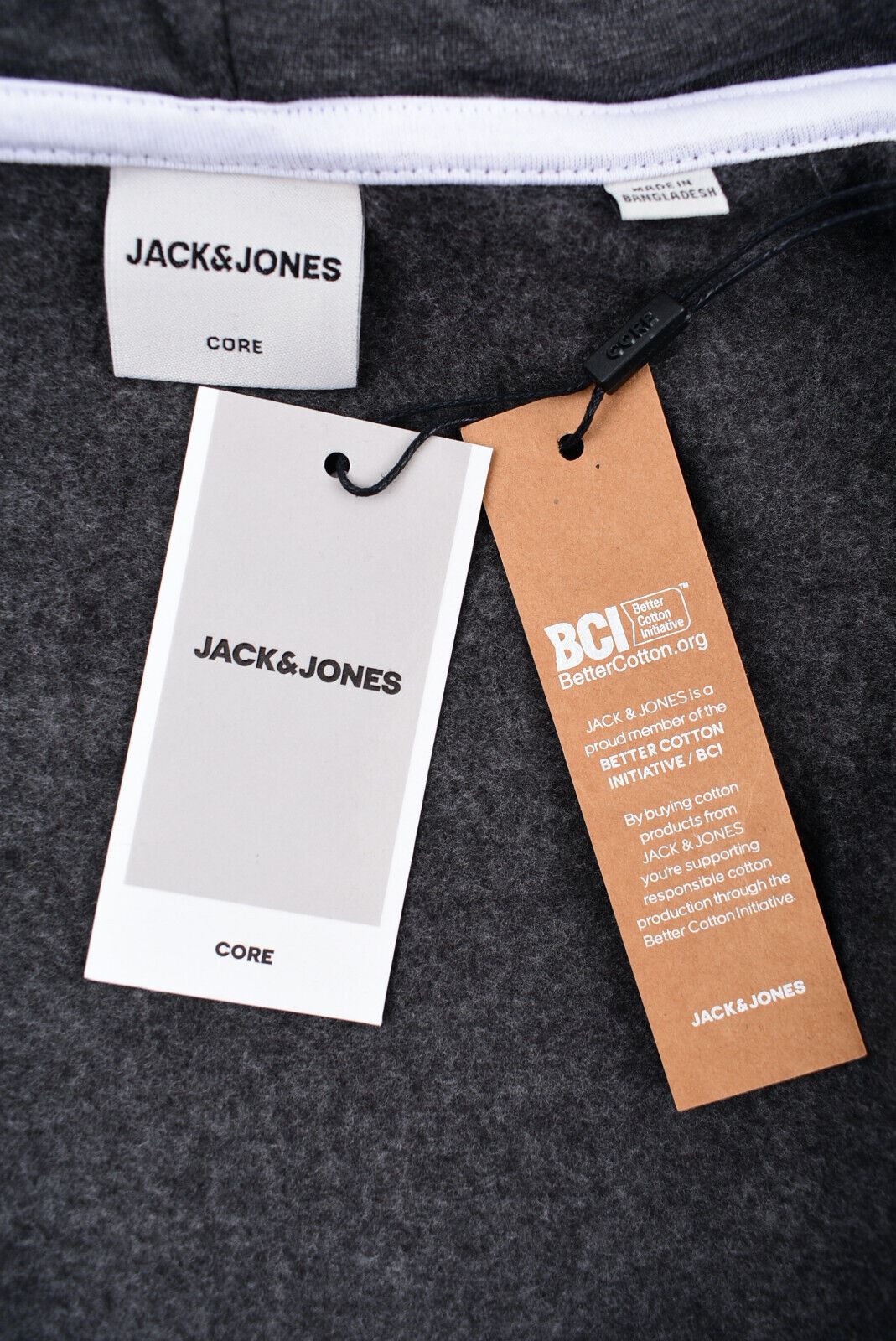 JACK & JONES Men's Full Zip Hoodie Jacket, Dark Grey, size MEDIUM