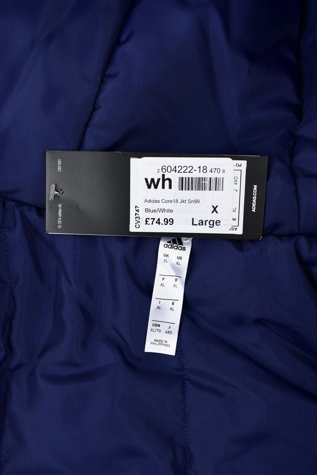 ADIDAS Men's Core 18 Stadium Jacket, Warm Padded Coat, Blue, size XL