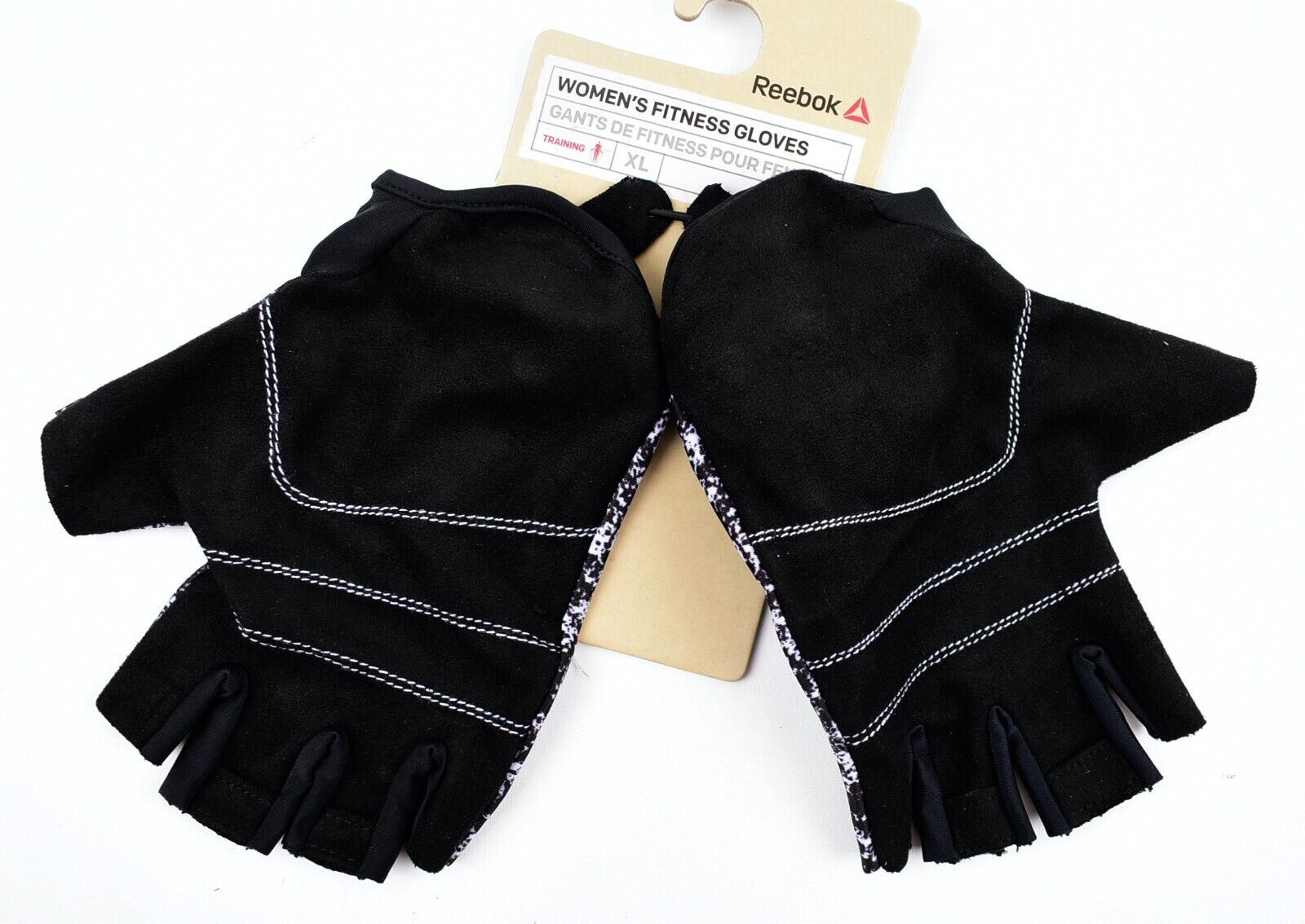 REEBOK Women's Fitness /Training Gloves, Black /White, size XL