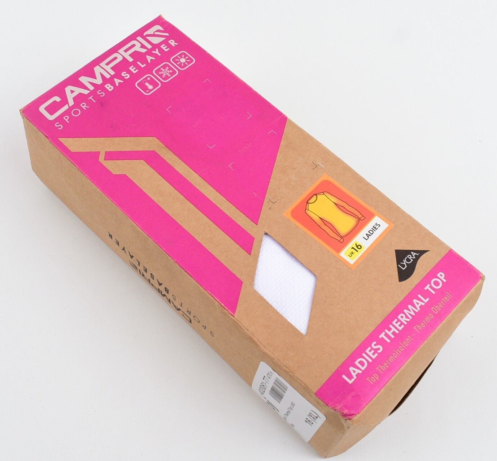 CAMPRIS Sports Base Layer Women's Long Sleeve Thermal Top, White, size UK 16