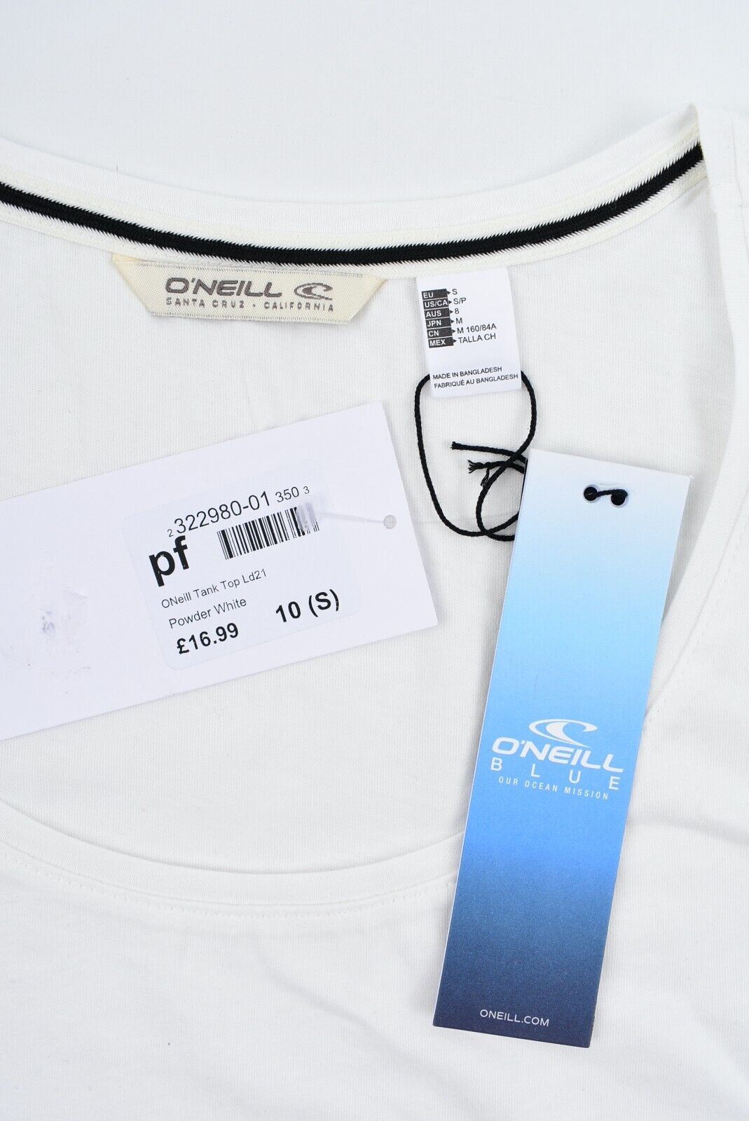 O'NEILL Women's SCARLETT Graphic Print Tank Top, Powder White, size S /UK 10