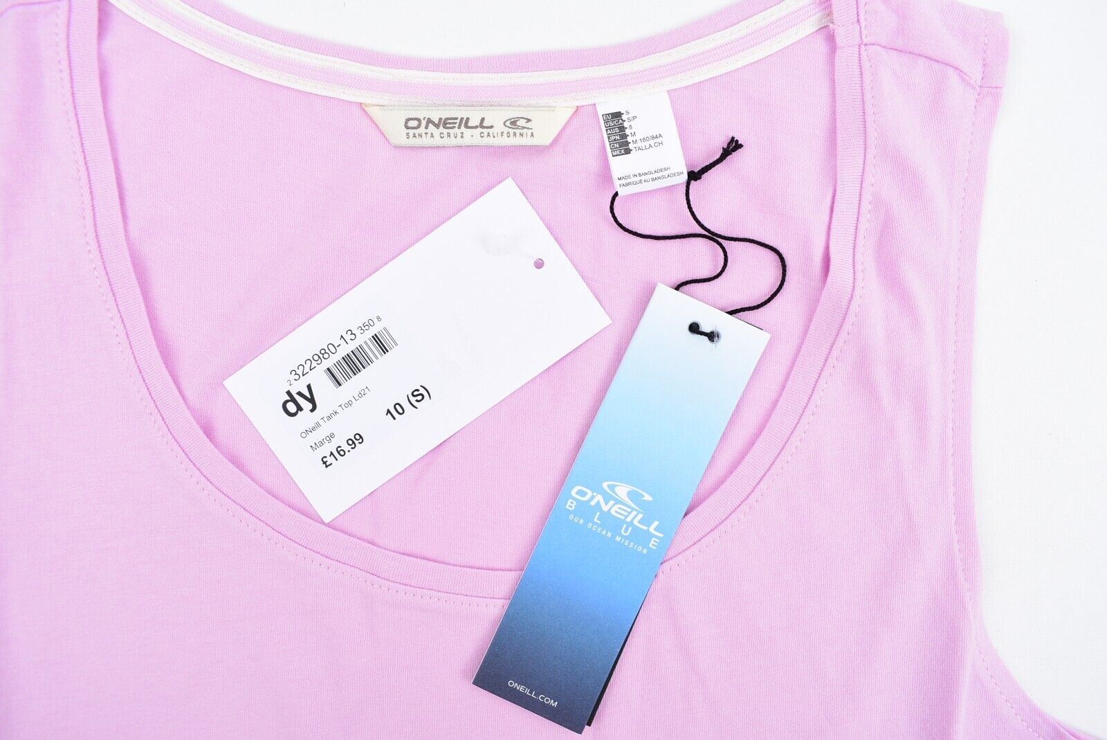 JOB LOT 25 x O'NEILL Womens SCARLETT Organic Cotton Tank Top Pink size S /UK 10