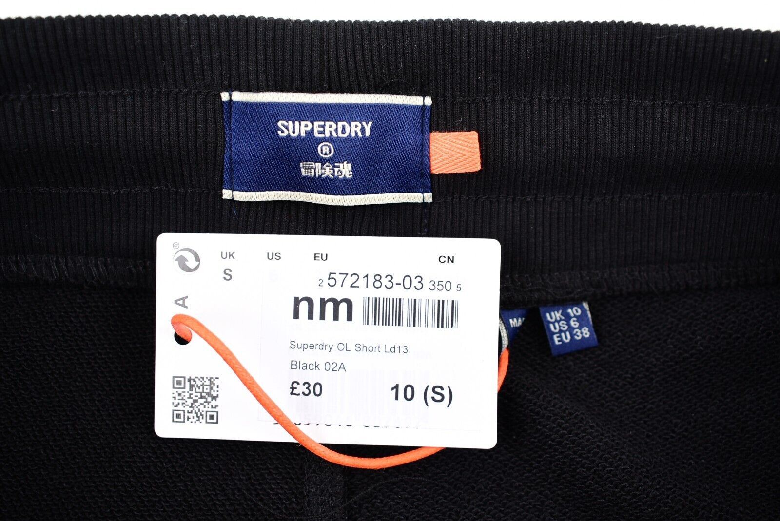 SUPERDRY Orange Label - Women's French Terry Shorts, Black, size SMALL