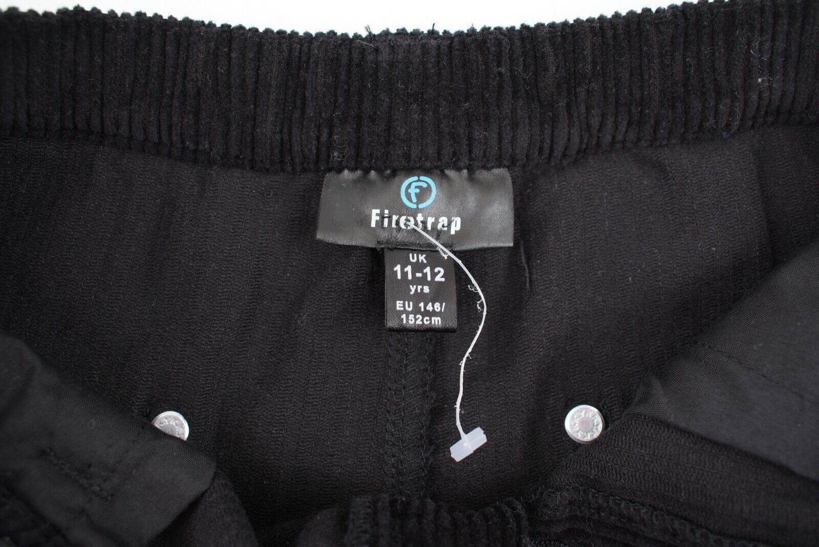 FIRETRAP Boys' Kids' Corduroy Trousers Pants, Black, size 11-12 years